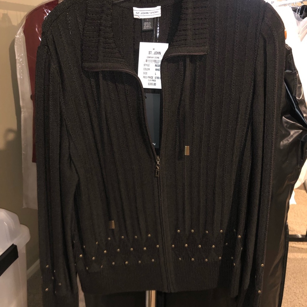St. John Zip-Up Sweater Jacket